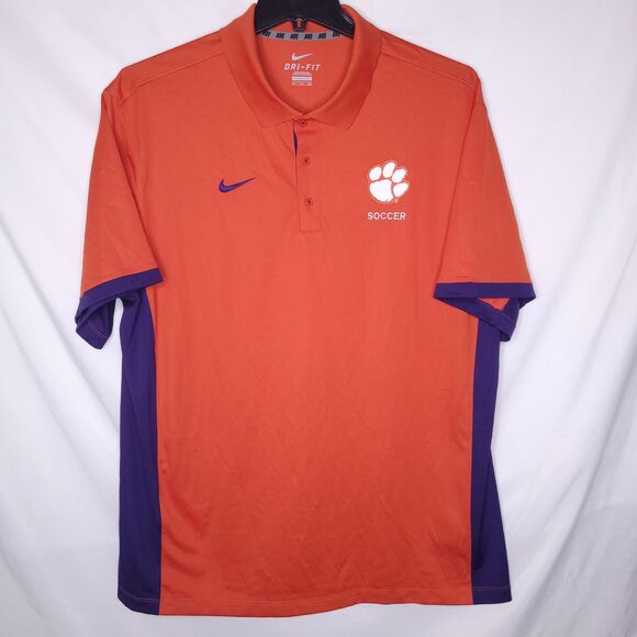 Nike Polo Shirt Mens XXL Clemson Soccer Orange, Purple Dri Fit - Picture 2 of 11
